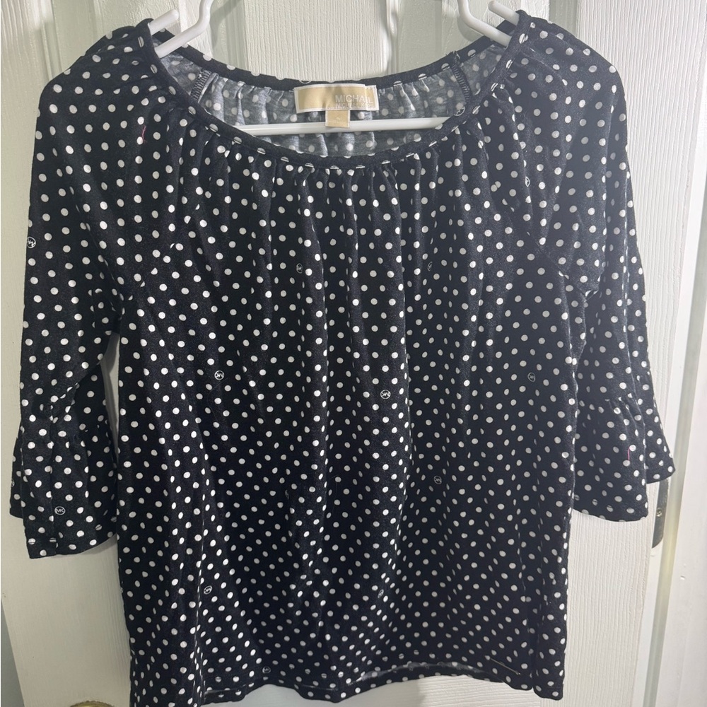 Cute! Size Small Michael Kors Black and White Polka Dot Blouse